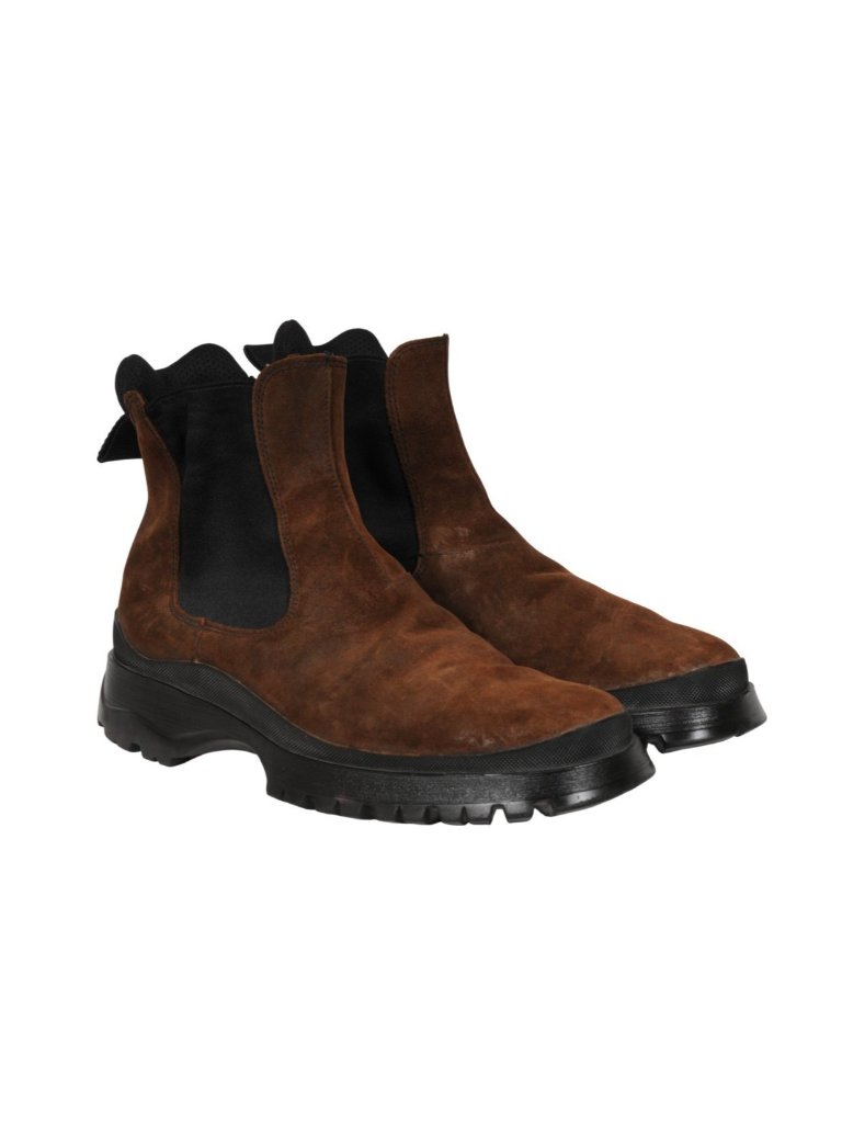Prada Men Brixxen Chelsea Boots Size Us 10.5 Uk 9.5 Brown Suede Chunky Sole